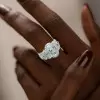 4.8ct Halo Oval Cut Eternity Shank Luxurious Engagement Ring