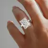 3.5ct Radiant Cut White Sapphire Engagement Ring
