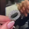 6mm Width Round Cut White Sapphire Eternity Band