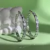 12ctw Baguette Cut White Sapphire Hoop Earrings