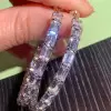 12ctw Baguette Cut White Sapphire Hoop Earrings
