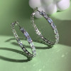 12ctw Baguette Cut White Sapphire Hoop Earrings