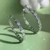 12ctw Baguette Cut White Sapphire Hoop Earrings