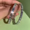 12ctw Baguette Cut White Sapphire Hoop Earrings