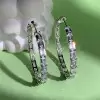 12ctw Baguette Cut White Sapphire Hoop Earrings