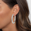12ctw Baguette Cut White Sapphire Hoop Earrings