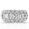Triple Row Emerald Cut Half Wedding Band