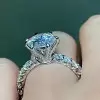 3ct Round Cut White Sapphire Engagement Ring