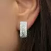 7ctw Asscher Cut Triple Row White Sapphire Huggie Hoop Earrings