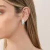 7ctw Asscher Cut Triple Row White Sapphire Huggie Hoop Earrings
