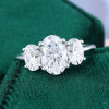 3.25CTW Oval Cut White Sapphire Three Stone Engagement Ring