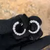 Round Cut White Sapphire Crescent Stud Earrings