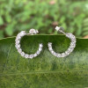 Round Cut White Sapphire Crescent Stud Earrings
