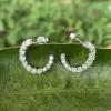 Round Cut White Sapphire Crescent Stud Earrings