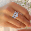 Round Cut White Sapphire 2pcs Bridal Set