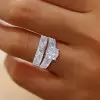 Round Cut White Sapphire 2pcs Bridal Set