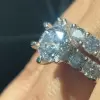1.5ct Round Cut White Sapphire 2pcs Bridal Set