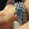 1.5ct Round Cut White Sapphire 2pcs Bridal Set