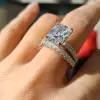 3.5ct Radiant Cut White Sapphire Bridal Set