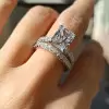 3.5ct Radiant Cut White Sapphire Bridal Set