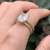 5 Cushion Cut White Sapphire Double Shank Ring in Gold