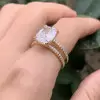 5 Cushion Cut White Sapphire Double Shank Ring in Gold
