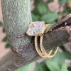 5 Cushion Cut White Sapphire Double Shank Ring in Gold