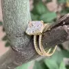 5 Cushion Cut White Sapphire Double Shank Ring in Gold