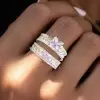 3ct Princess Cut White Sapphire Wedding Ring Set