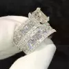3ct Princess Cut White Sapphire Wedding Ring Set