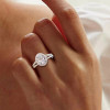 Halo Oval Cut White Sapphire Dainty Engagement Ring