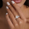 Halo Oval Cut White Sapphire Dainty Engagement Ring