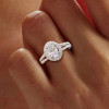 Halo Oval Cut White Sapphire Dainty Engagement Ring