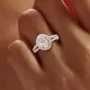 Halo Oval Cut White Sapphire Dainty Engagement Ring