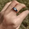 1ct Three-Stone Round Cut White Sapphire Engagement Ring