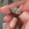 3ct Three-stone Cushion Cut White Sapphire Engagement Ring