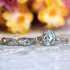Vintage Leaf & Vine Art Deco Halo Oval Cut Bridal Set