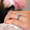 Vintage Leaf & Vine Art Deco Halo Oval Cut Bridal Set