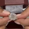 Sterling Silver Vintage Double Halo Cushion Shape Engagement Ring