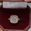 Sterling Silver Vintage Double Halo Cushion Shape Engagement Ring