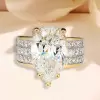 10ct Wide Shank Pear Cut Engagement Ring