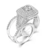 6.8ct Princess Cut White Sapphire 2pcs Bridal Set
