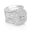 6.8ct Princess Cut White Sapphire 2pcs Bridal Set
