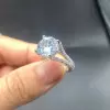 5ct Round Cut White Sapphire Split Shank Engagement Ring