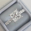 Brilliant Princess Cut Engagement Ring In Sterling Silver