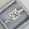 Brilliant Princess Cut Engagement Ring In Sterling Silver