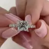Brilliant Princess Cut Engagement Ring In Sterling Silver