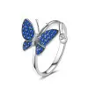 Butterfly Blue Sapphire Ring White Gold or Sterling Silver