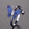 Butterfly Blue Sapphire Ring White Gold or Sterling Silver