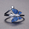 Butterfly Blue Sapphire Ring White Gold or Sterling Silver